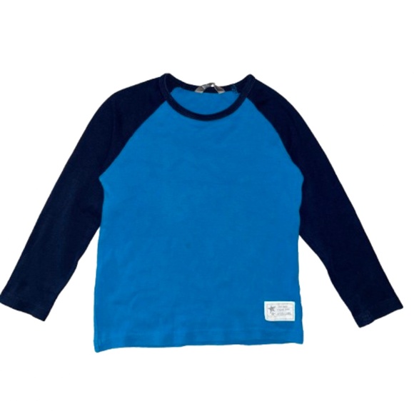 5T LINDEX long sleeved raglan sleeve Colorblock blue t - Picture 1 of 4
